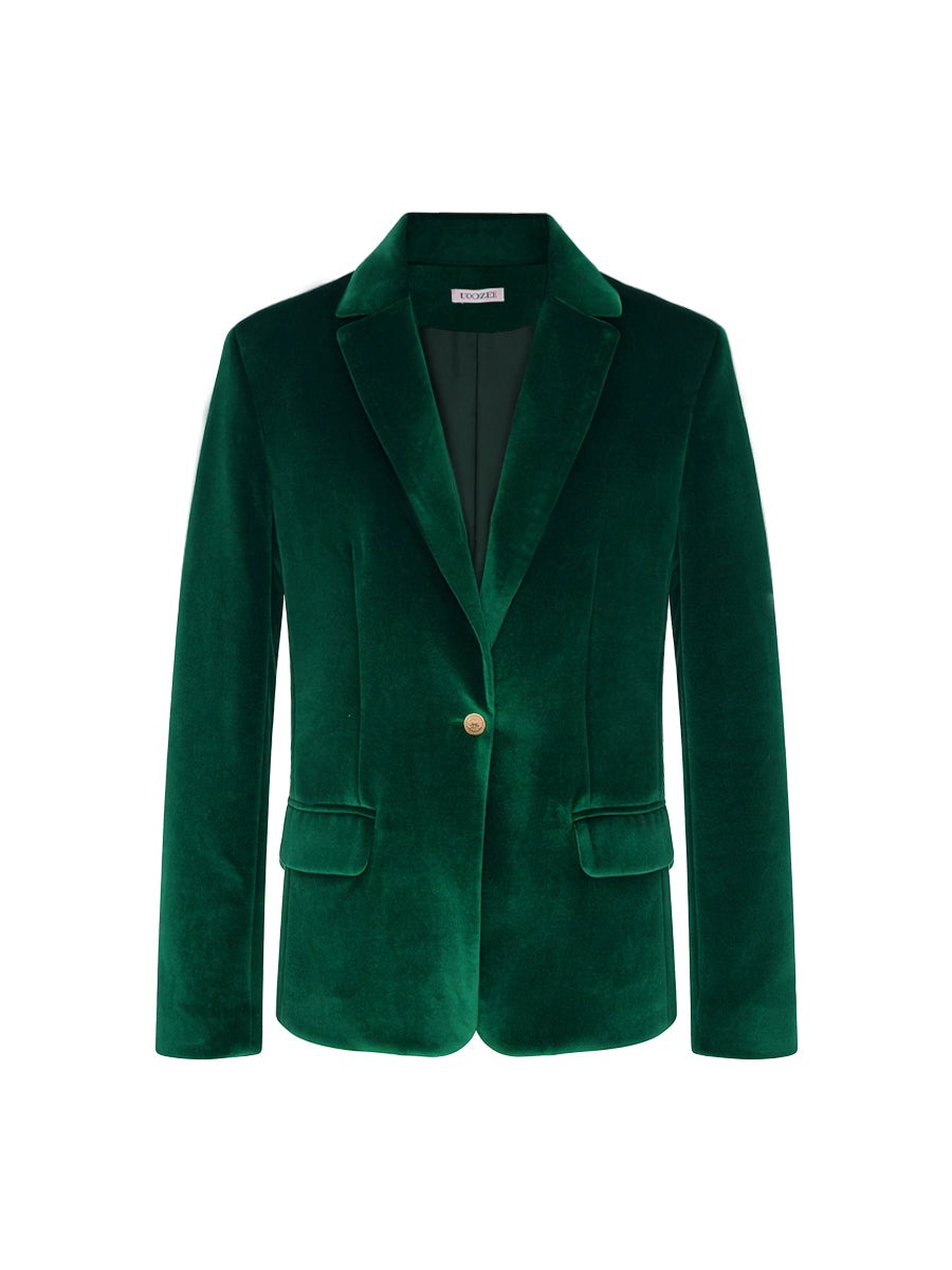 Long Sleeves Buttoned Solid Color Notched Collar Blazer Suits Outerwear