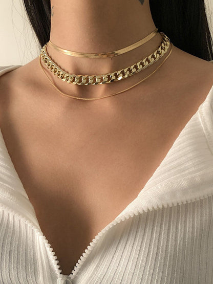 Chains Hollow Solid Color Dainty Necklace Necklaces Accessories