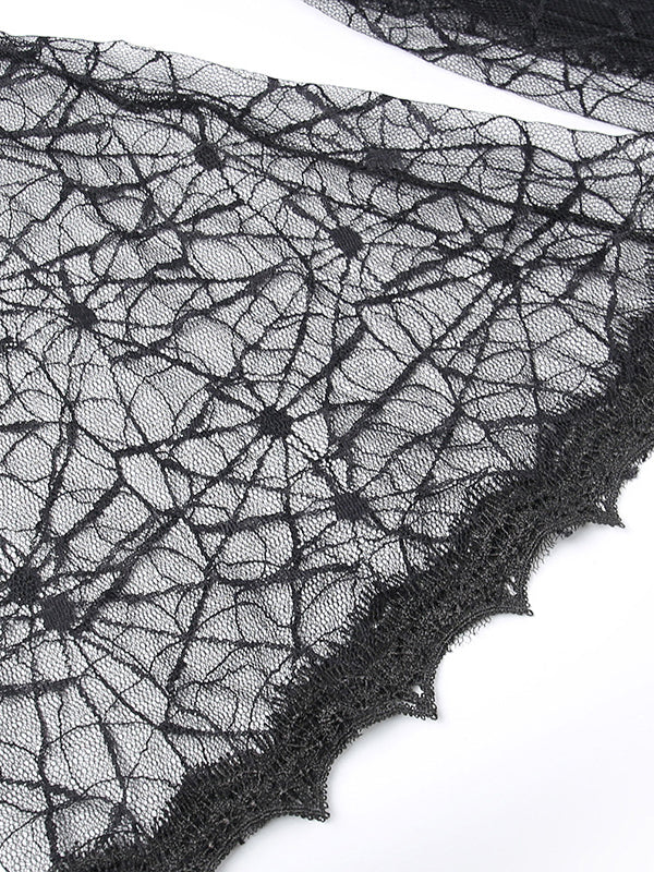 Halloween Gauze Solid Color Split-Joint Spaghetti-Neck Mini Dresses