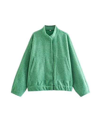 Long Sleeves Loose Split-Joint Round-Neck Outerwear