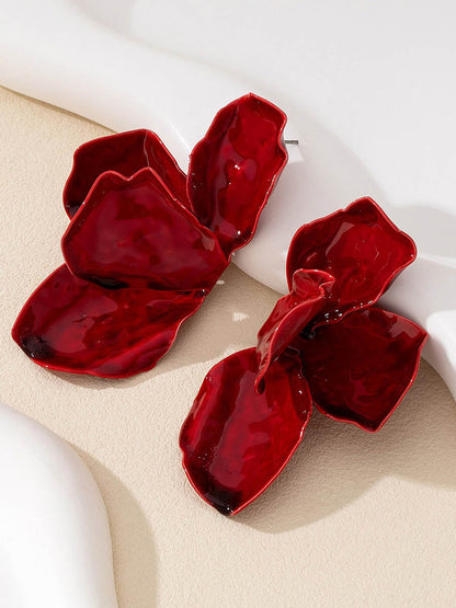 Irregularity Flower Print Earrings Accessories