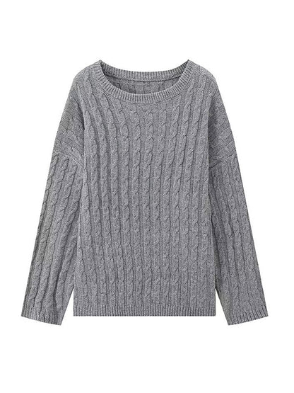 Long Sleeves Loose Solid Color Split-Joint Round-Neck Sweater Tops + Scarf Two Pieces