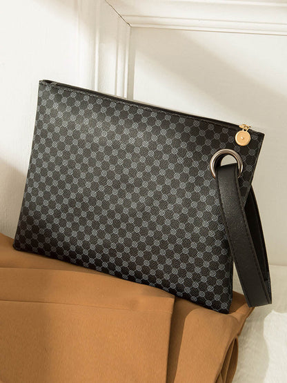 Crocodile Texture Geometric Print Zipper Handbag