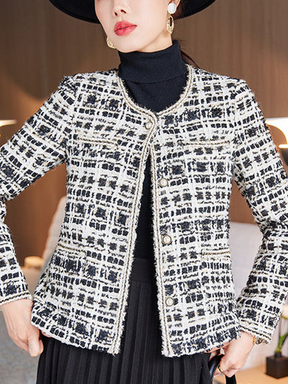 Long Sleeves Buttoned Split-Joint Round-Neck Outerwear