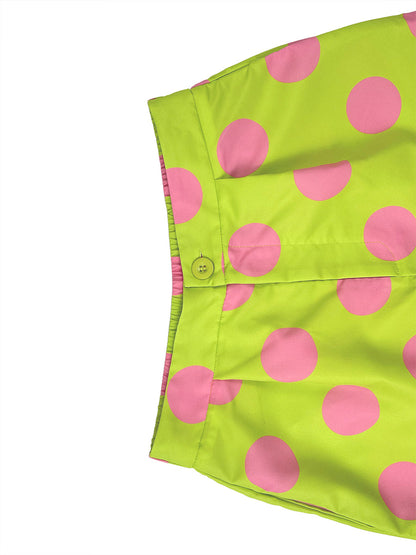 Loose Wide Leg Buttoned Pockets Polka-Dot Pants Trousers