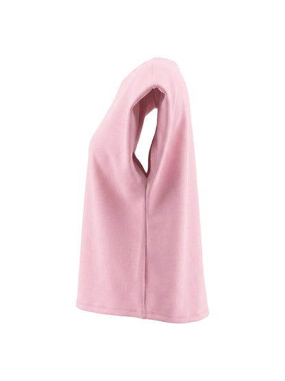 Cap Sleeve Loose Solid Color Round-Neck Blouses&Shirts Tops