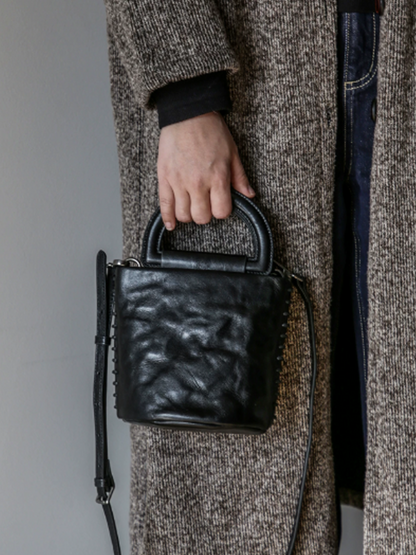 Vintage Leather Artistic Bucket Bag