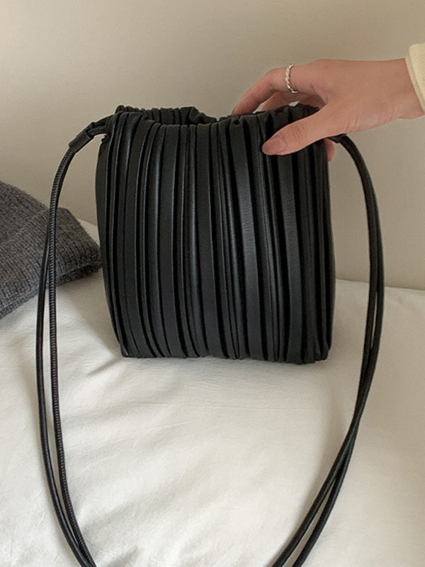 Drawstring Pleated Split-Joint Crossbody Bags