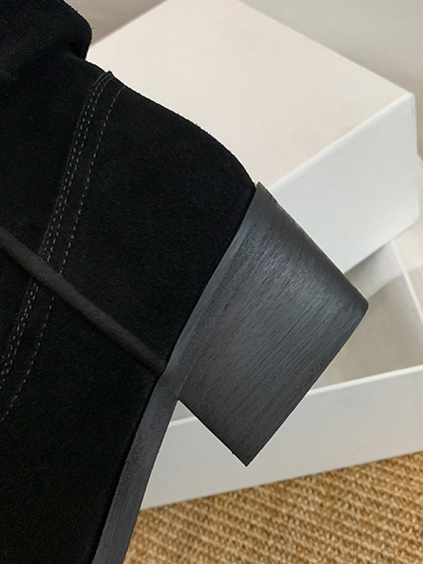 Pointed-Toe Split-Joint Boots Pumps