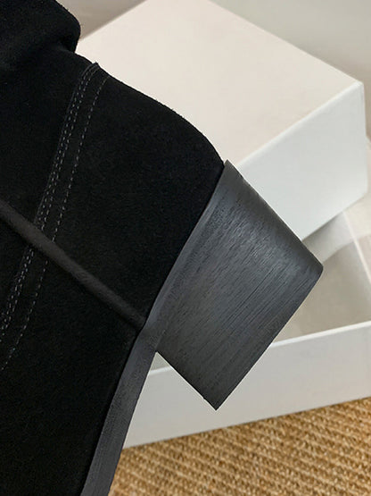 Pointed-Toe Split-Joint Boots Pumps