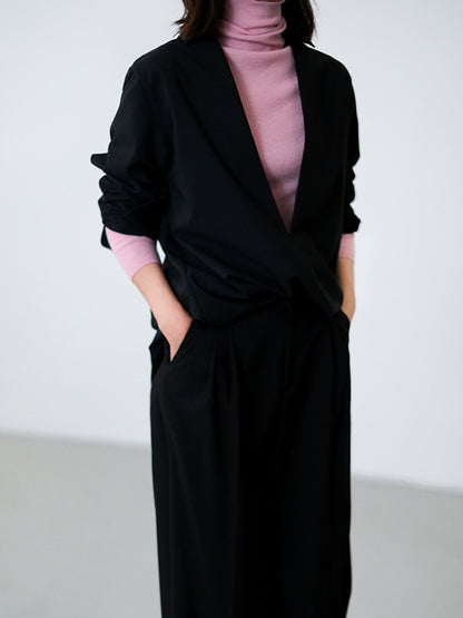 Long Sleeves Loose Solid Color Deep V-Neck Blouses&Shirts Tops