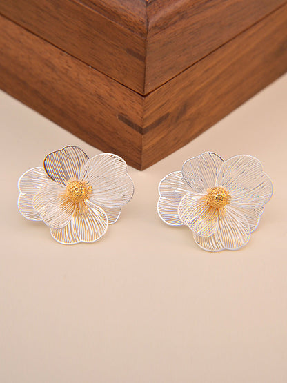 Contrast Color Flower Shape Hollow Earrings Accessories