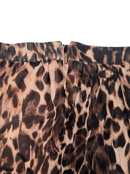 High Waisted Loose Gradient Leopard Pants Trousers