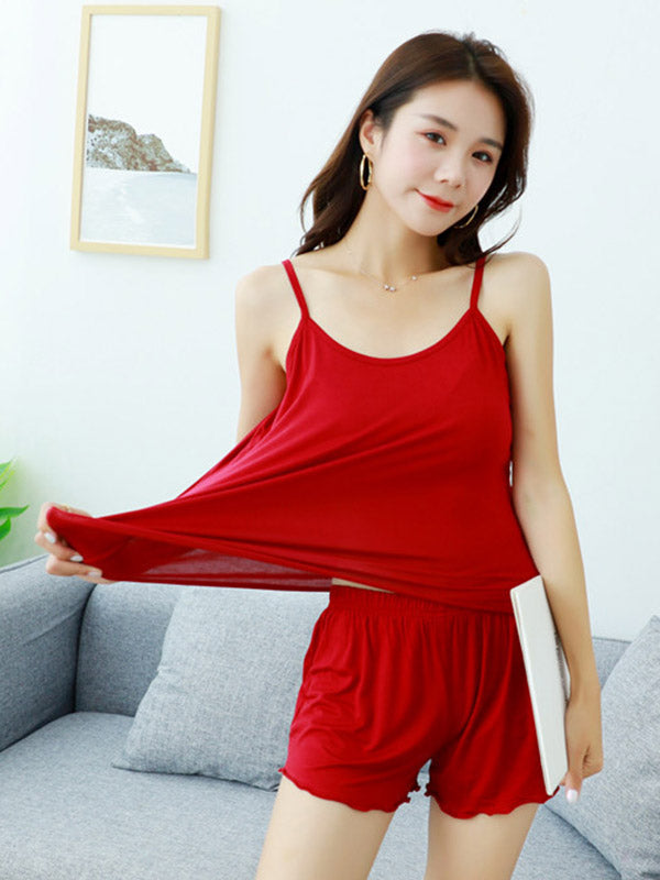 9 Colors Modal Vest&Shorts Loose Two-Piece Sexy Pajamas