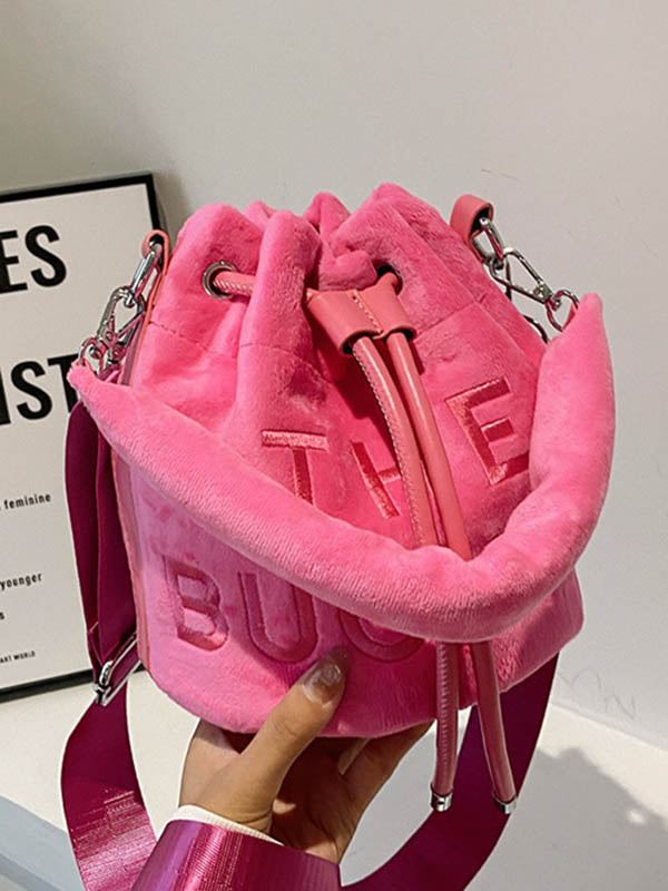 Drawstring Letter Print Crossbody Bags Handbags