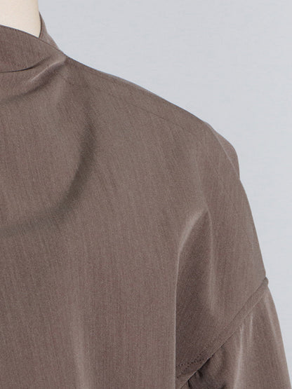 Long Sleeves Loose Asymmetric Buttoned Pockets Solid Color Stand Collar Blazer Outerwear