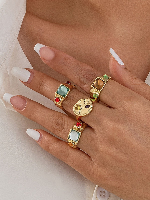 Geometric Rhine Stones Rings Accessories