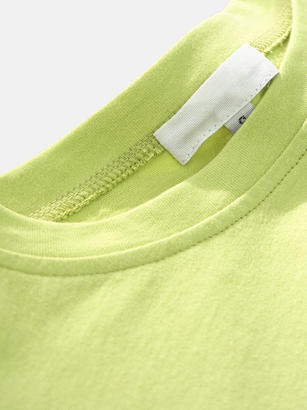 Long Sleeves Loose Solid Color Round-Neck T-Shirts Tops