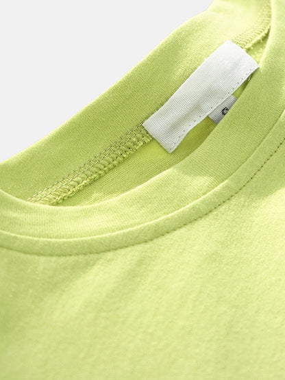 Long Sleeves Loose Solid Color Round-Neck T-Shirts Tops