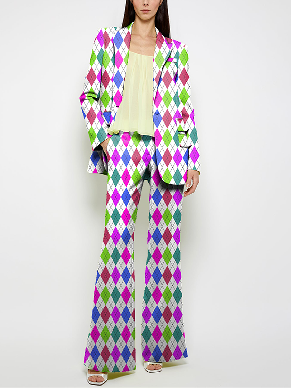 Loose Wide Leg Pockets Printed Pants Suit Pants Trousers