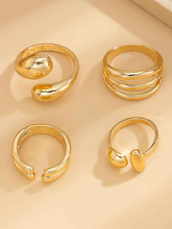 Geometric Solid Color Rings Accessories