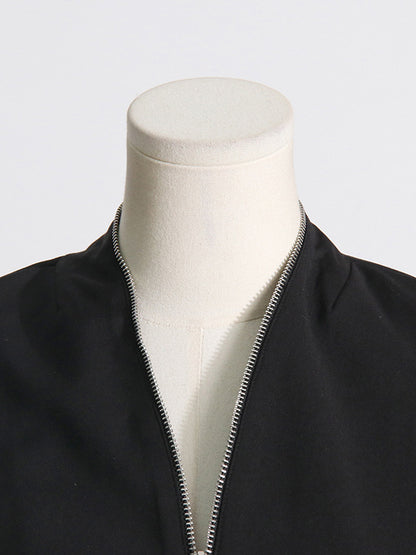 Long Sleeves Split-Joint Zipper V-neck Jackets Outerwear