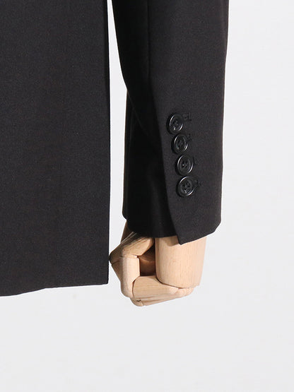 Long Sleeves Loose Hollow Knot Solid Color Notched Collar Blazer