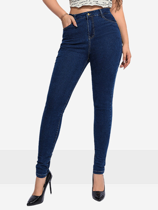 Skinny Leg High-Waisted Split-Joint Jean Pants Bottoms