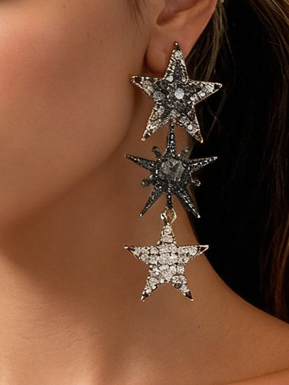 Rhine Stones Shiny Star Shape Earrings Accessories