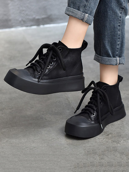 Cow Leather Tied Boots