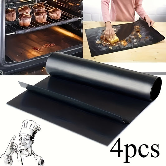 1/2/4pcs, Oven Mat, Oven Liner for Bottom Of Oven, On-stick Reusable Oven Mat, Baking Mat, BBQ Mat, BBQ Accessories, Suitable for Electric Oven, Gas Stove, Toaster, Grill, Kitchen Accessories father gift