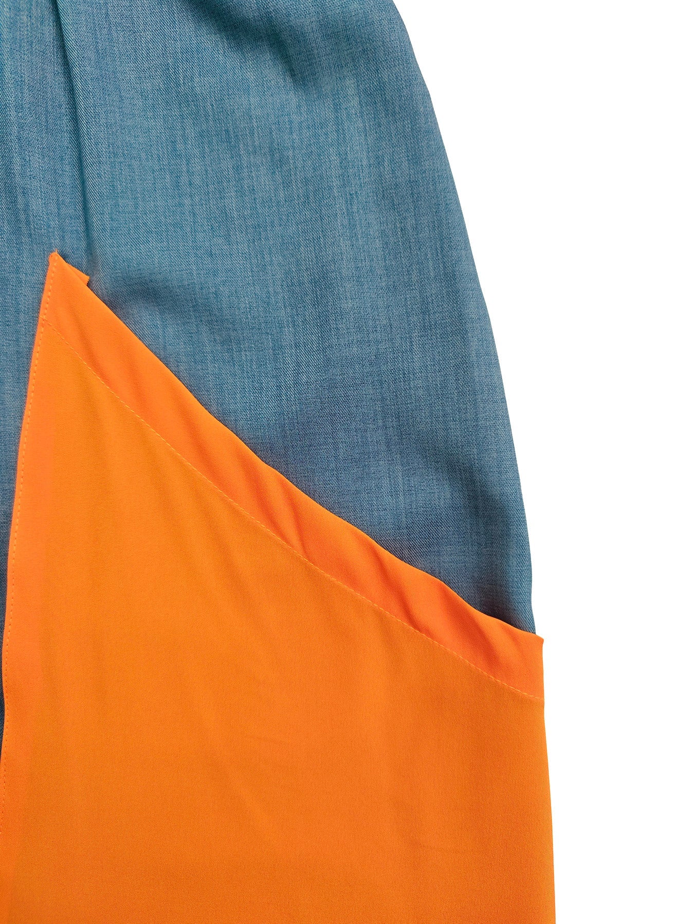 High Waisted Loose Contrast Color Elasticity Pockets Split-Joint Ninth Pants Trousers