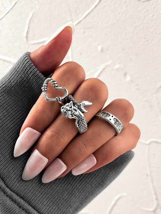 3 Pieces Eye Shape Heart Shape Rings Accessories