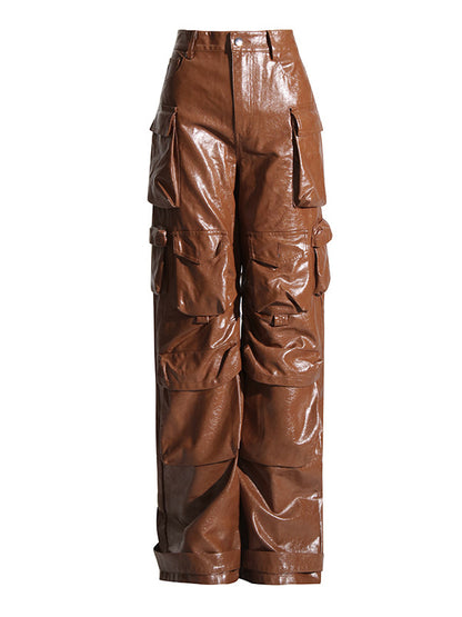 Loose Pockets Solid Color Pants Trousers