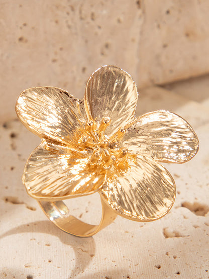 Flower Shape Pleated Shiny Rings Accessories