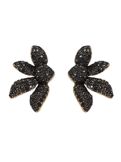 Flower Shape Geometric Rhinestone Shiny Earrings Accessories