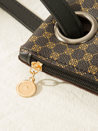 Crocodile Texture Geometric Print Zipper Handbag