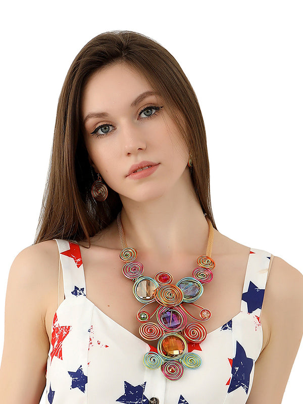 Artisan Gemstone Wirework Necklace & Earring Set