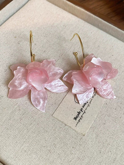 Flower Shape Solid Color Earrings Accessories