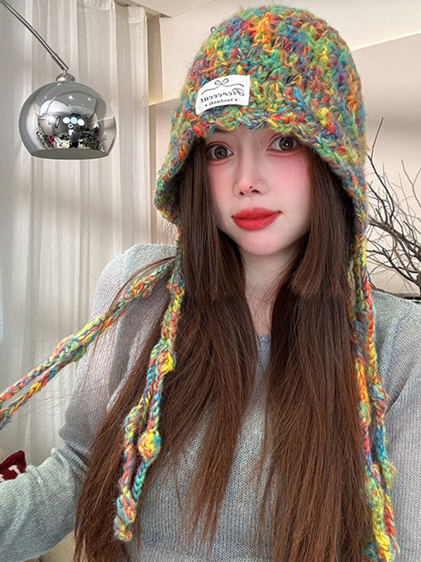 Contrast Color Keep Warm Tasseled Hats