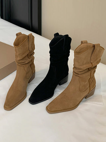 Pointed-Toe Split-Joint Boots Pumps