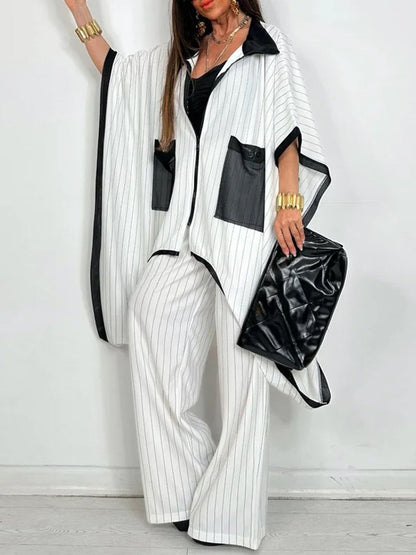Loose Wide Leg Striped Pants Trousers