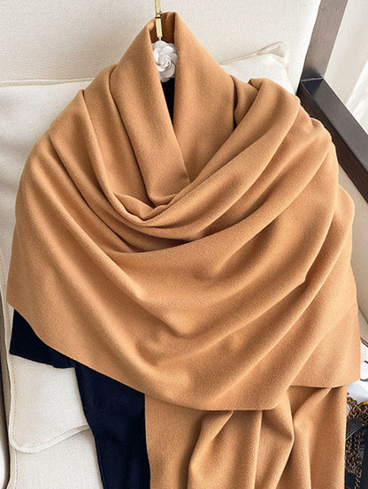 15 Colors Imitated Cashmere Solid Color Tasseled Scarf