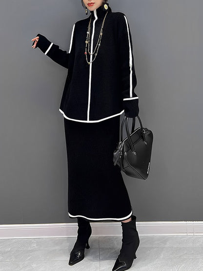 High Waisted Loose Contrast Color Skirts Bottoms