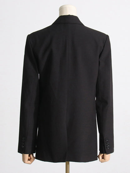 Long Sleeves Loose Hollow Knot Solid Color Notched Collar Blazer