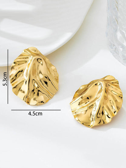 Geometric Pleated Shiny Earrings Accessories
