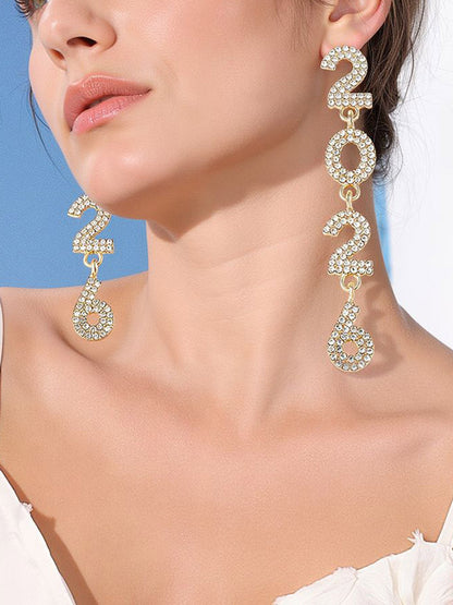 Figure Rhine Stones Shiny Earrings Accessories