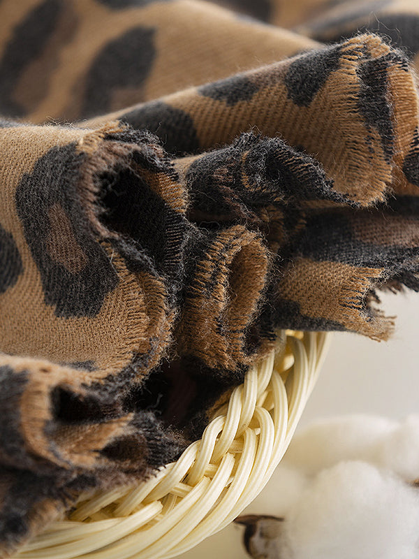 Fringed Leopard Shawl&Scarf