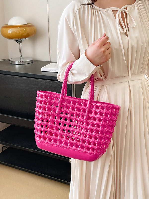Hollow Solid Color Handbags