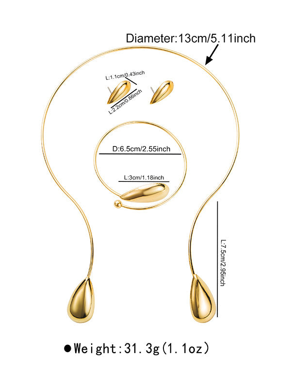 4 Pcs Geometric Bracelet Accessories + Drop Earrings + Necklaces Accessories